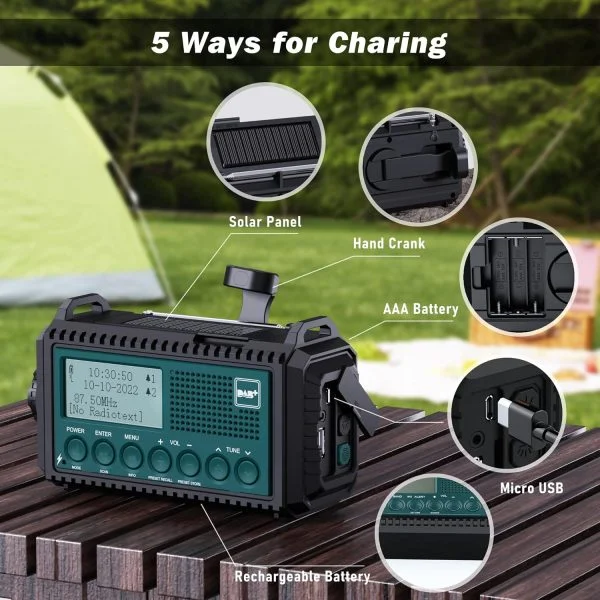 Kurbelradio DAB+/DAB/UKW mit 5000mAh Akku