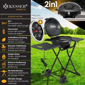 KESSER® elektrischer Elektrogrill 2in1 Tischgrill