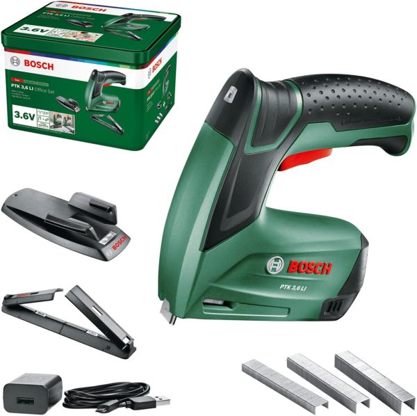 Bosch Akku Tacker PTK 3,6 LI Office Set mit Papierhefter