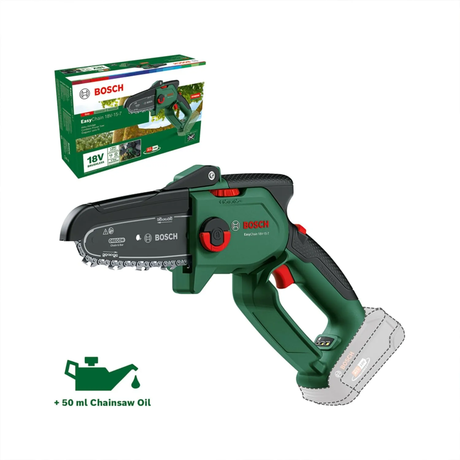 Bosch Akku - Mini Kettensäge EasyChain 18V-15-7