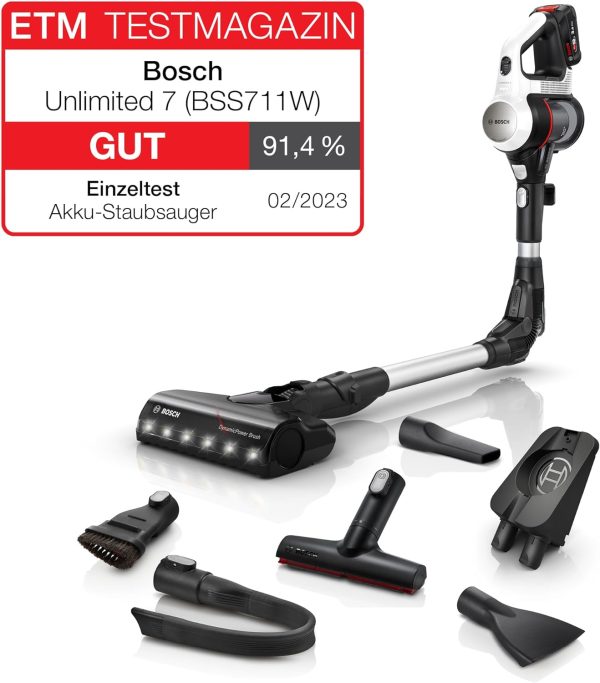 Bosch Akku-Staubsauger Unlimited 7 BSS711W, kabelloser Handstaubsauger