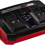 Original Einhell Ladegerät Power X-Twincharger 3A -Change (Li-Ion, gleichzeitiges Laden von 2x 18V Akkus, permanente Akkuüberwachung + int. Lademanagement, 6-fache Zustands-LED-Anzeige)