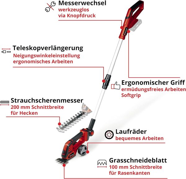 Einhell Akku-Gras- und Strauchschere GE-CG 18/100