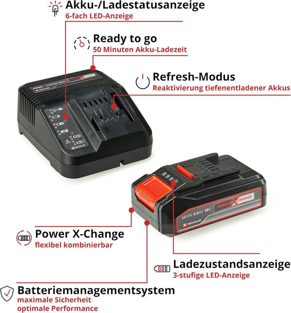 Original Einhell Starter Kit 2,5 Ah Akku und Ladegerät Power X-Change