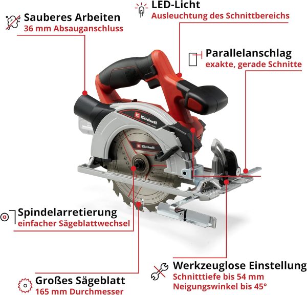 Einhell Akku-Handkreissäge TE-CS 18/165-1