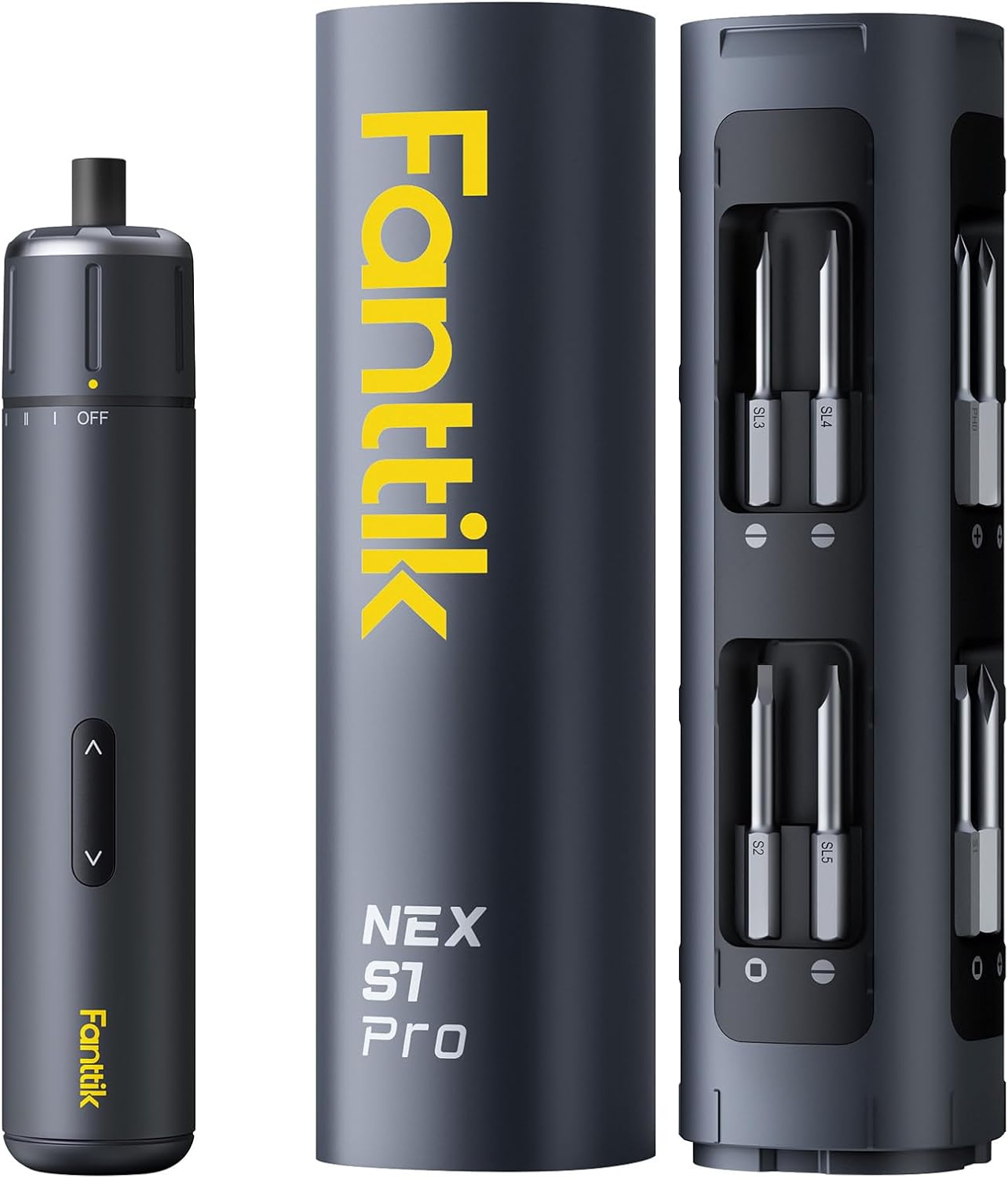 Fanttik S1 Pro 3.7V Magnetische Electric Screwdriver, Leistungsstarkes-Schraubendreher-Set mit 16 Bits, Einstellbare 3 Drehmomente bis zu 6 Nm, 2000-mAh-Akku, Geeignet für die Möbel/Computerreparatur