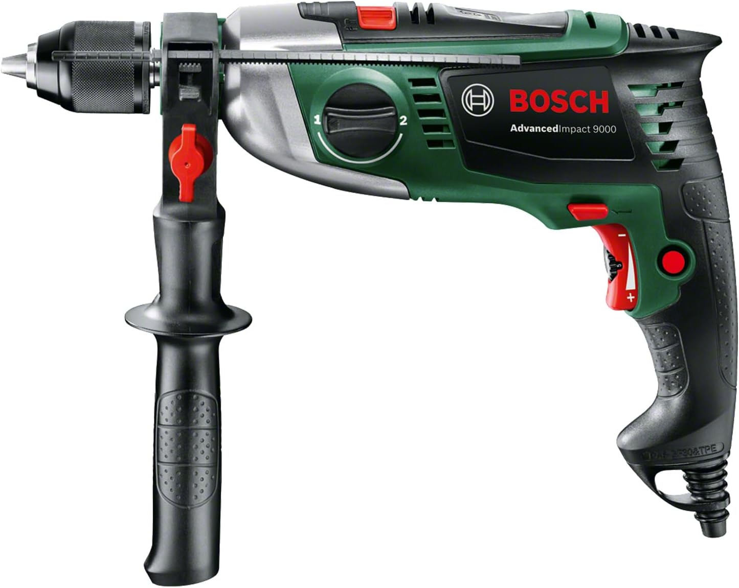Bosch Schlagbohrmaschine AdvancedImpact 900 (Zusatzhandgriff, Tiefenanschlag, Koffer, 900 Watt) – Bild 2