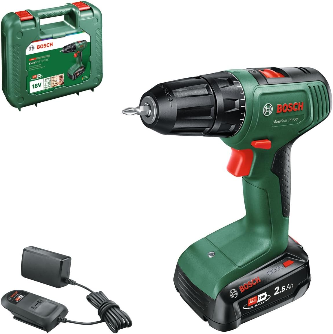 Bosch Akkuschrauber EasyDrill 18V-38 (1x Akku 2,5 Ah; 18 Volt System; im Koffer)