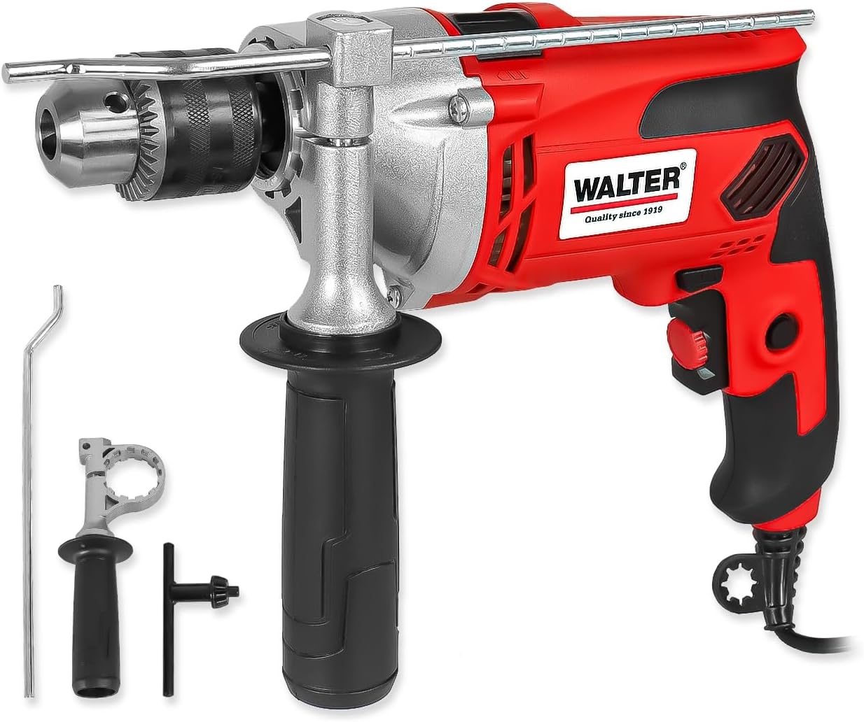 WALTER Schlagbohrmaschine (910 Watt, elektr. Drehzahlregelung, mit zweiten Handgriff, Tiefenanschlag, max. Bohr-Ø: Holz: 25 mm, Beton: 16 mm, Metall: 13 mm)