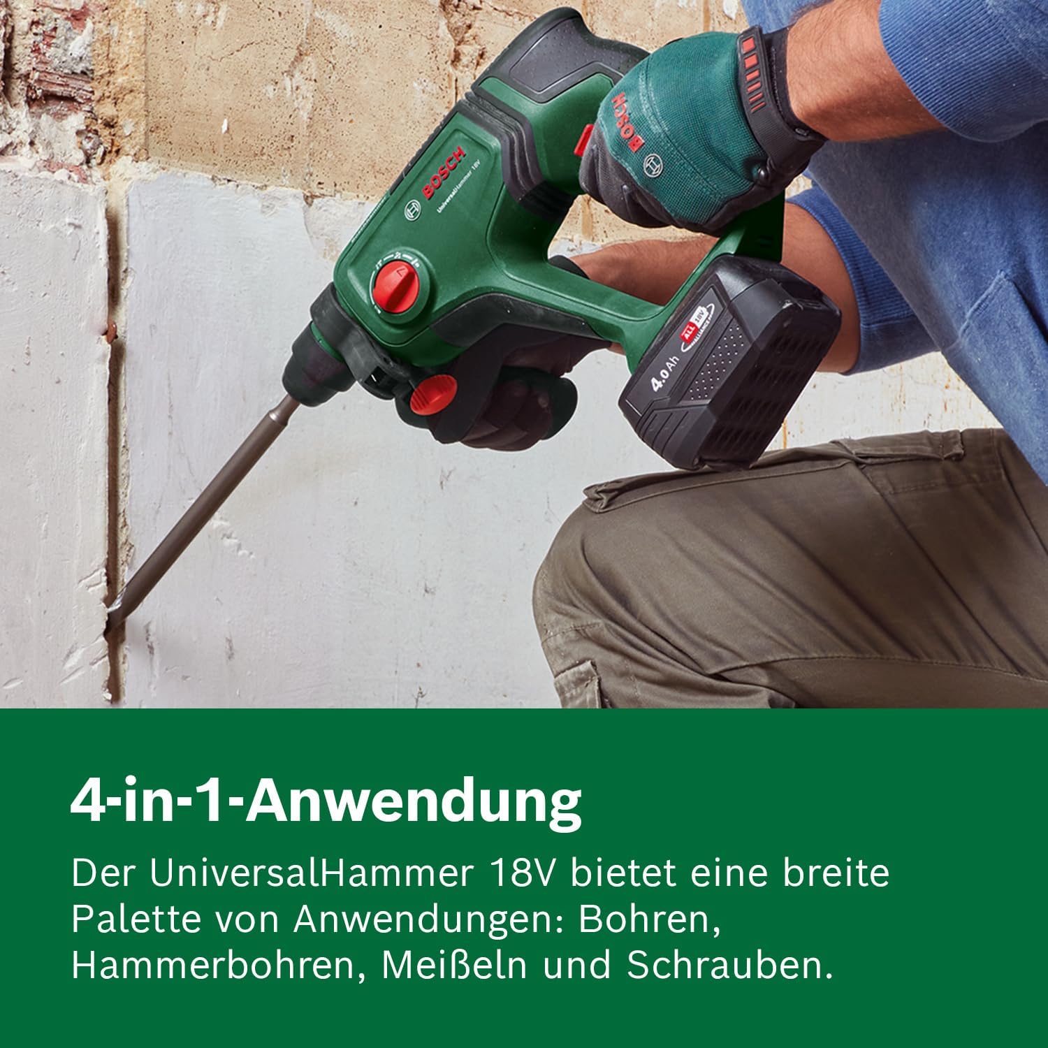 Bosch Akku-Bohrhammer UniversalHammer 18V (Ohne Akku; 18 Volt System; mit Rundschaftadapter; zum Bohren, Hammerbohren, Meißeln und Schrauben; im Karton) – Bild 5