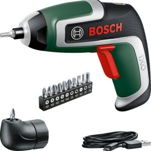 Bosch Akkuschrauber IXO (7. Generation; 3,6V; 2,0Ah; 5,5Nm; mit Mikro-USB-Kabel; Inklusive Winkel-Aufsatz; schraubt bis zu 190 Schrauben; im Karton) – Amazon Edition