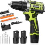 12V klein Akkuschrauber Set, Akku bohrschrauber mit 2 * 2000 mAh Akkus, 3/8" Bohrfutter, 18+1 Drehmoment, Led lichter & 2-Gang, 35 Nm Max. Akku bohrmaschine (Profi-Ausführung)
