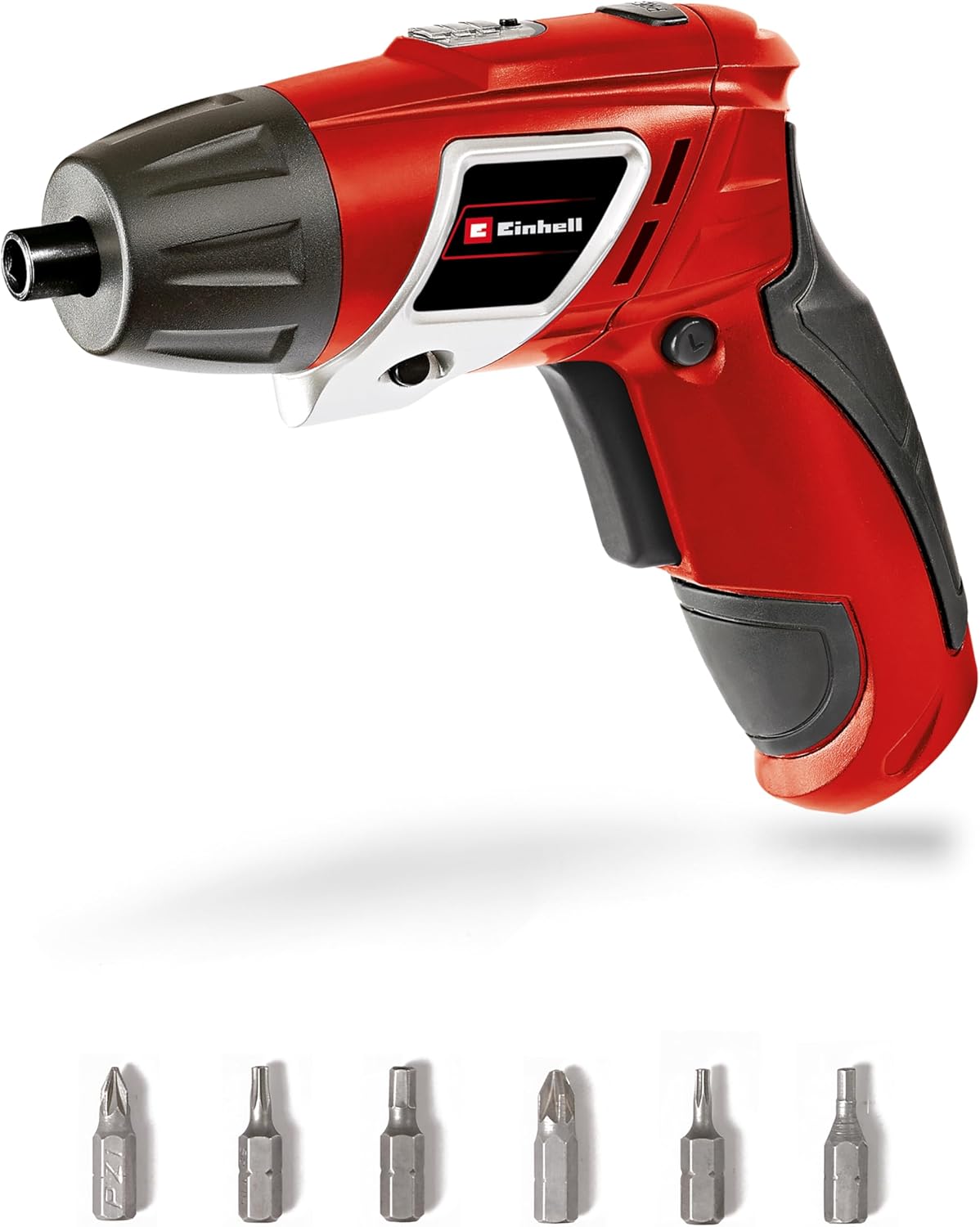 Einhell Akkuschrauber TC-SD 3,6 Li (3,6V, 1300 mAh, 3 Nm Drehmoment, Drehgelenk im Handgriff, LED-Licht, Softgriff, Ladekontrollleuchte, inkl. 6 Bits)