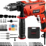 ENVENTOR 900W Schlagbohrmaschine, Elektrische Bohrmaschine mit 36 ​​Stück Zubehör, 2-in-1 Funktion, 0–3000 RPM, 360° Zusatzgriff, 13mm Bohrfutter, für Beton, Metall und Holz