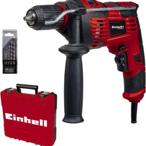 Einhell Schlagbohrmaschinen-Set TC-ID 720/1 E Kit (Bohren/Schlagbohren, 13 mm-Schnellspannbohrfutter, Drehzahl-Elektronik, inkl. 5-tlg. Bohrer-Set für Beton + E-Box Basic)