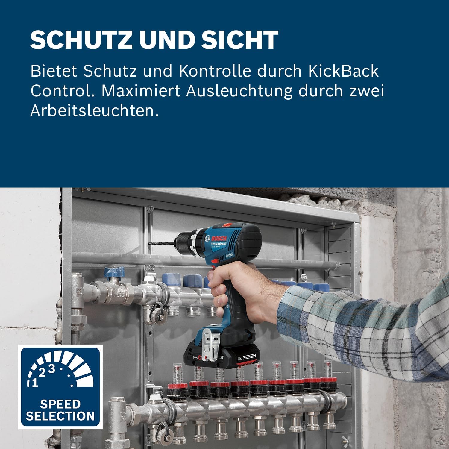 Bosch Professional 18V System Akku-Bohrschrauber GSB 18V-65 (bürstenloser Motor, Kopflänge 175) – Bild 4