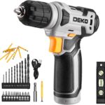 Akkuschrauber Akku Bohrschrauber Akkubohrer Bohrmaschine Schrauber set：DEKOPRO 8V 42tlg Zubehör Schlagbohrschrauber 12Nm Max Drehzahl Einstellbar Bohrer LED Licht - Bohren Schrauben für Haus Reparatur