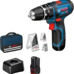 Bosch Professional 12V System Akku Schlagbohrschrauber GSB 12V-15 (Bohr-Ø Holz max: 19 mm, inkl. 2x 2.0Ah Akku + Ladegerät, 2x Bohrer-Set, 1x Bit-Set, Werkzeugtasche) - Amazon Exclusive