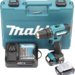 Makita DF333DSAE Akku-Bohrschrauber 12 V max. / 2,0 Ah, 2 Akkus + Ladegerät im Transportkoffer, Schwarz, Blau