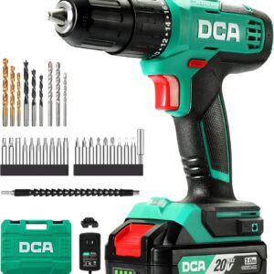 DCA 20V Akku-Schlagbohrmaschine Set, 40 Nm, 13 mm Schnellspannbohrfutter, 22500 Schläge/Min, 2 Geschwindigkeiten, 18+1+1, Schlagbohrschrauber mit 14 Bohr-/Schrauber-Bits für Ziegel, Metall, Holz，