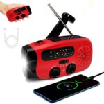 Aufziehbares Handkurbel-Wetterradio, Notfall-Solarradio mit LED-Taschenlampe, 2000 mAh, SOS-Alarm, Taschenlampe, USB-Ladegerät, tragbares Radio mit (AM/FM/WB) für Outdoor-Camping, Wandern