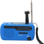 Notfall-Handkurbelradio Solar-Wind-Up-Radios mit USB-Handy-Ladegerät, Taschenlampe, tragbares AM/FM-Radio für draußen (Blau)