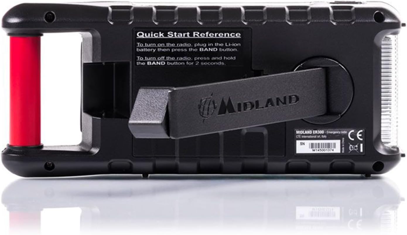 Midland ER300 multifunktionales Emergency Kurbel-Radio, Powerbank, AM/FM-Funkempfänger, Dynamo-Taschenlampe, wiederaufladbare Akkus, USB-Kabel, C1173 – Bild 5