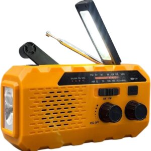 BSL Tragbares Radio AM/FM CT-6127 | Solarladung und Kurbel Dynamo | LED-Taschenlampe | 2000-mAh-Akku | Speicherung und Aufladung externer Geräte | USB-A und USB-C.