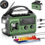 27000mAh Kurbelradio,FM/AM Notfall Radio mit Bluetooth,Tragbar Solar Radio mit Handy-Ladegerät,Emergency Radio mit SOS-Alarm/Taschenlampe/Kompass für Camping Outdoor Notfall