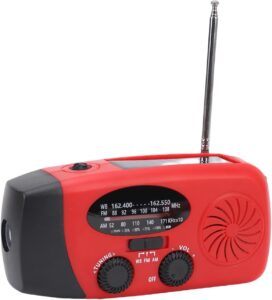 SEAFRONT Hand Kurbelradio, AM/FM/NOAA Notfallradio, Solar Wetterradio Tragbar, 2000 MAh Powerbank IPX3 Wasserdicht, 50 Stunden Radiowiedergabe Solar Radio für Camping, Notfallgebrauch