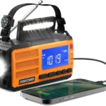 FosPower - Notfallradio NOAA/AM/FM mit 10000mAh Tragbare Powerbank - Aufladung per USB/Solar/Handkurbel, Batteriebetrieben, SOS-Alarm & Taschenlampe für Notfälle drinnen und draußen