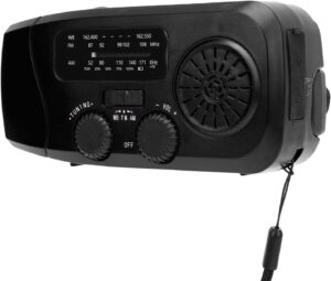 Naroote Notfall-Kurbelradio, Wasserdichtes Wetterradio mit Bluetooth 5.3-Lautsprecher, LED-Taschenlampe und 3 Lademethoden, 2000-Mah-Powerbank für Camping Rucksacktouren Wanderungen