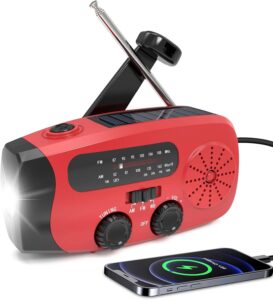 Kurbelradio, 2000mAh Notfall-Solarradio mit Handkurbel, Solar Radio mit integrierter LED-Taschenlampe, SOS-Alarm, AM/FM/WB, IPX-3 Wasserdicht, 3-Wege-Laden Emergency Radios,für Camping und Outdoor
