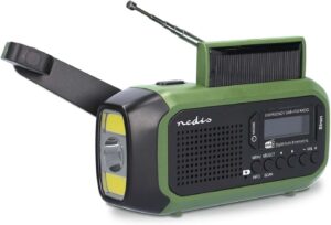 Notfallradio - Tragbare Ausführung - DAB+ / FM - Batteriebetrieben/Handkurbel/Solar Powered/Stromversorgung über USB - Wecker - Grün/Schwarz