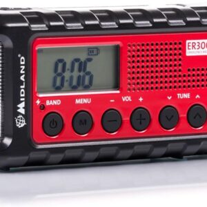 Midland ER300 multifunktionales Emergency Kurbel-Radio, Powerbank, AM/FM-Funkempfänger, Dynamo-Taschenlampe, wiederaufladbare Akkus, USB-Kabel, C1173