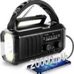 20000mAh Kurbelradio Radio Batteriebetrieben Notfall Solar Radio Hand Crank Radio mit Led Taschenlampe,Leselicht,USB Handy-Lader,Kompass,SOS-Alarm für Camping,Ourdoor,Notfall,Blackout