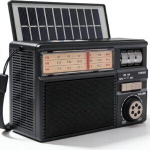 AM/FM/SW Solar Radio mit Akku 1800mAh, Kofferradio mit Bluetooth, Vintage Retro Radio Mit Solarpanel, Nostalgie Radio, Unterstützt USB/TF/AUX Funktion für Wandern Camping