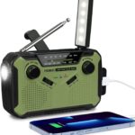 PRUNUS J-369 Kurbelradio FM/AM Radio Batteriebetrieben, Solar Radio Kurbel Notfall mit 3000mAh Power Bank, Notfallradio mit SOS Alarm/Taschenlampe&Leselampe für Camping, Ourdoor, Notfall[Grün]