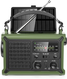 MINORZ 12000mAh Kurbelradio, Tragbares Notfallradio mit Große Solarplane, HiFi Klangqualit, AM/FM, SOS, Taschenlampe & Leselampe, IPX6 Wasserdicht, Ideal für Outdoor Camping Notfall