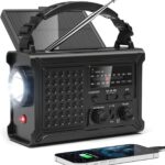 NOAA Notfall-Wetterradio, 12000 mAh/44400 mWh, tragbares AM/FM mit Solar/Handkurbel/USB-wiederaufladbarer Batterie/SOS-Alarm für Notfälle im Innen- und Außenbereich