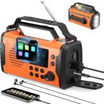 Kurbelradio DAB FM 20000mAh, Notfallradio DAB Plus Kurbel Solar, Solar Radio Notfall mit Bluetooth & Wecker, Emergency Radio mit Handy Ladegerät & Taschenlampe, SOS Kompass Survival Radio (Orange)