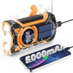 Notfall Radio mit Handkurbel, 5000mAh Batterie Kurbelradio mit Bluetooth-Lautsprecher, Solar Ladegerät Power Bank USB AM/FM-Radio mit SOS-Alarm Taschenlampe IPX5 Innen Außen Camping Emergency Radios