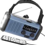 48100mWh/13000mAh Solar Kurbel Notfall Radio, Tragbare AM FM Baustellenradio, Aufladbar Akku Batteriebetrieb mit Dynamo Ladegerät, 700LM Leselicht Campinglampe, SOS Alarm, IPX4 Wasserdicht für Ourdoor