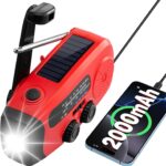 Kurbelradio, 2000mAh Notfallradio Solar Radio Power Bank, AM/FM Radio batteriebetrieben Notfall ausrüstung with USB Handy Lader und Taschenlampe, SOS Alarm für Survival, Ourdoor, Camping