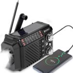 Kurbelradio Notfallradio mit 2600mAh Powerbank, Solar & USB-C Ladung, AM/FM/SW Weltempfänger, LED-Taschenlampe & SOS-Alarm für Notfall-Kits (Schwarz)