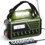 Solar Kurbelradio mit Bluetooth, AM/FM/SW Notfallradio mit 10000mAh USB Powerbank, Radio Batteriebetrieben mit SOS Alarm Kompass LED-Taschenlampe Leselampe für Stromausfall, Überleben, Camping