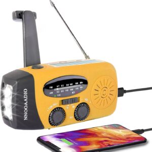 Kurbelradio, Solar Notfallradio, AM/FM Wetterradio 2000mAh Power Bank wiederaufladbar, Überlebensradio mit SOS-Alarm, helle LED-Taschenlampe, USB-Ladegerät, für Outdoor Camping Notfall