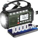 PRUNUS J-924S AM/FM/SW Kurbelradio Notfall Weltempfänger, Notfallradio mit 10000mAh Akku, Solar Radio Survival Ausrüstung mit Taschenlampe/SOS Alarm/Handyladefunktion für Ourdoor, Blackout, Notfall.
