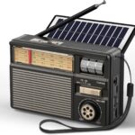 PRUNUS J-139 AM/FM/SW Solar Radio mit Akku 1800mAh, Weltempfänger Radio Exzellentem Empfang, Kofferradio mit Bluetooth 6.0 Unterstützt AUX/USB/TF-Karte Playback, Einfach Transistorradio für Senioren.