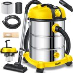 MASKO® Industriestaubsauger Staubsauger Nass Trocken Sauger Edelstahl 2300W + Steckdose, Blasfunktion, Saugschlauch & Nass-Saugen, Push&Clean, Industriesauger mit & ohne Beutel, Inkl Filter beutellos